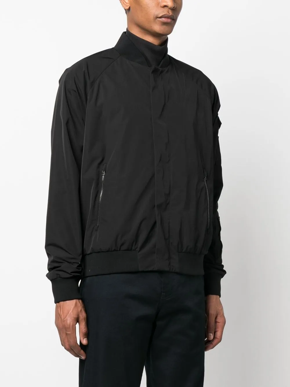 Herno Logo-patch Bomber Jacket In Schwarz