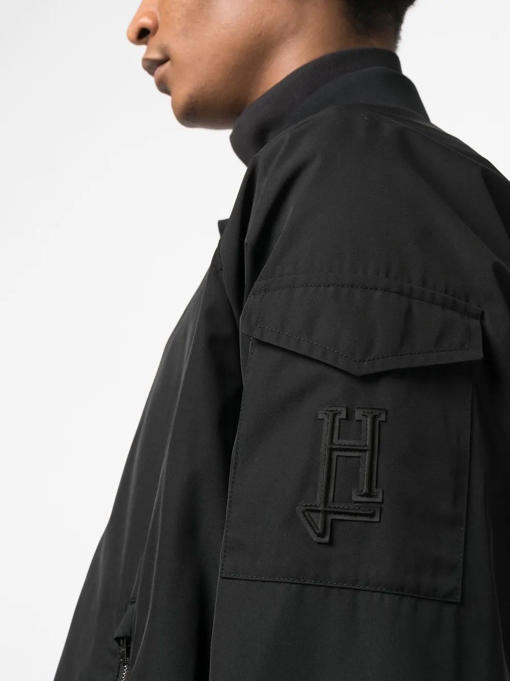 Herno Logo-patch Bomber Jacket In Schwarz