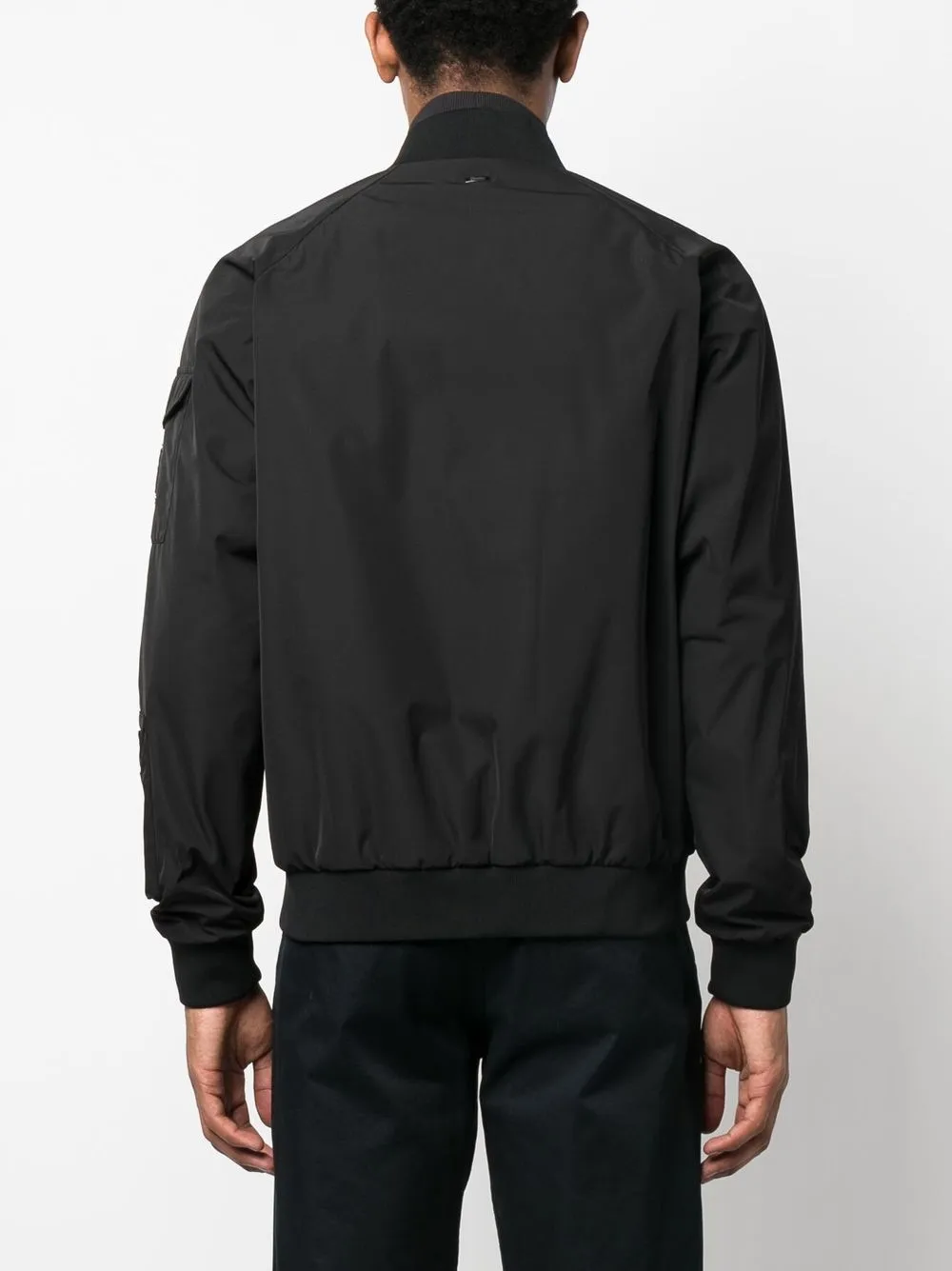 Herno Logo-patch Bomber Jacket In Schwarz