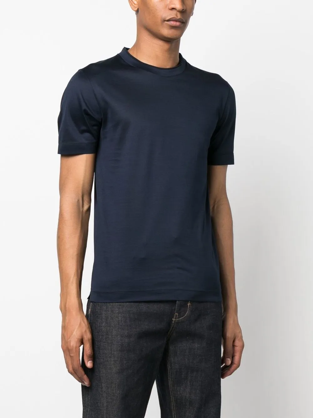 Shop Canali Round-neck Short-sleeved T-shirt In Blau