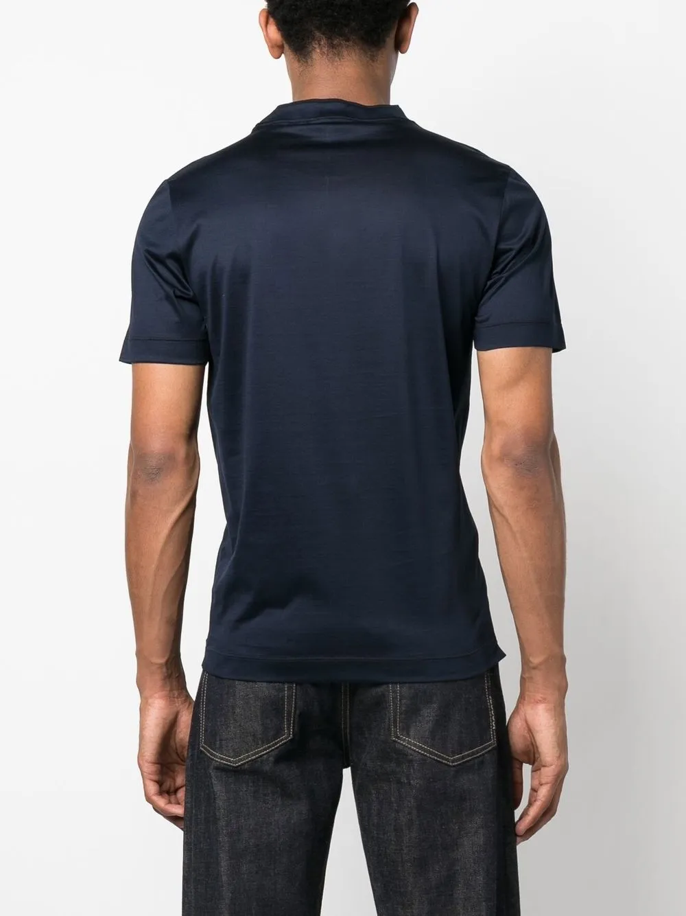 Shop Canali Round-neck Short-sleeved T-shirt In Blau