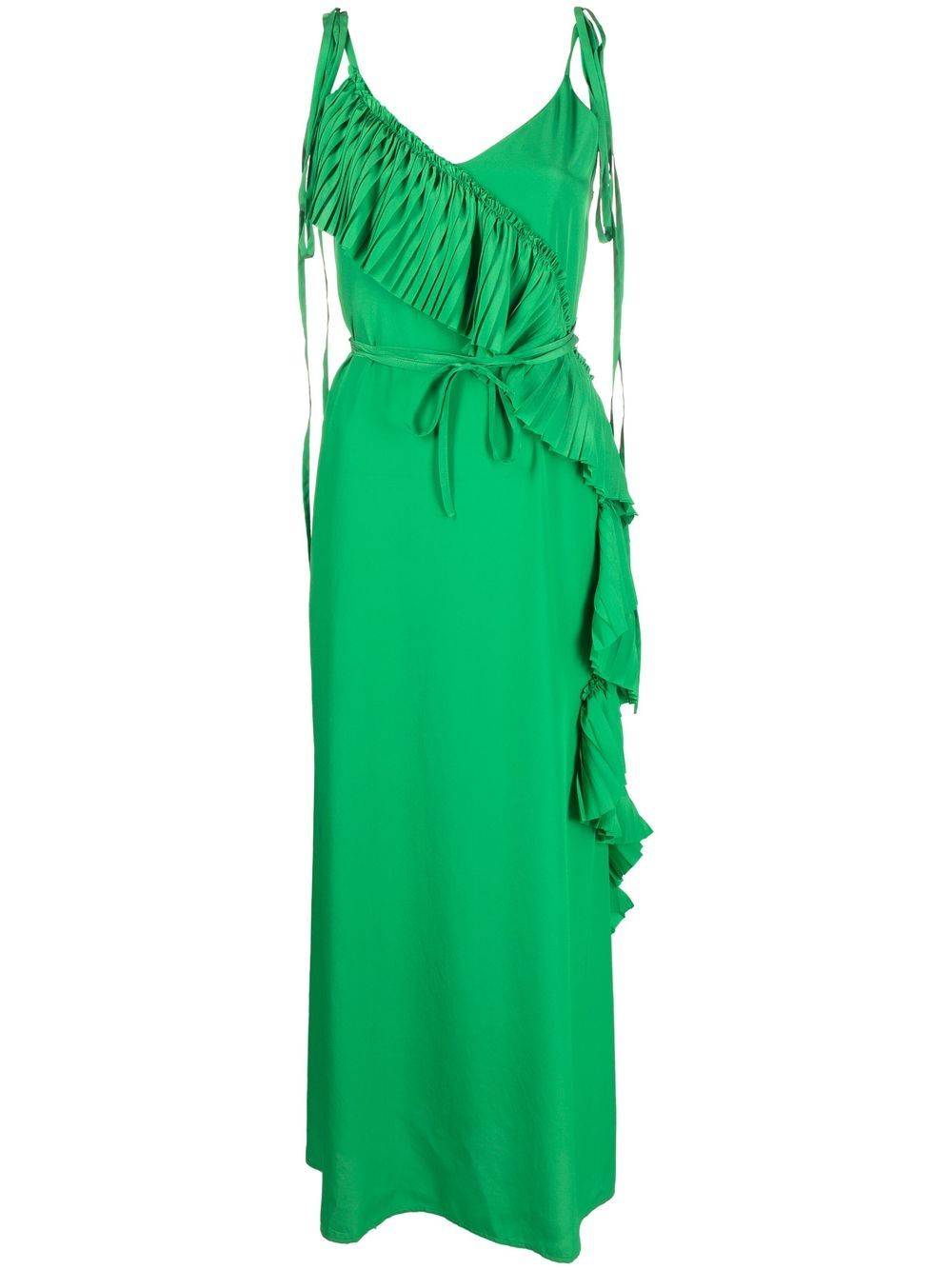 

P.A.R.O.S.H. ruffled-detail sleeveless dress - Green