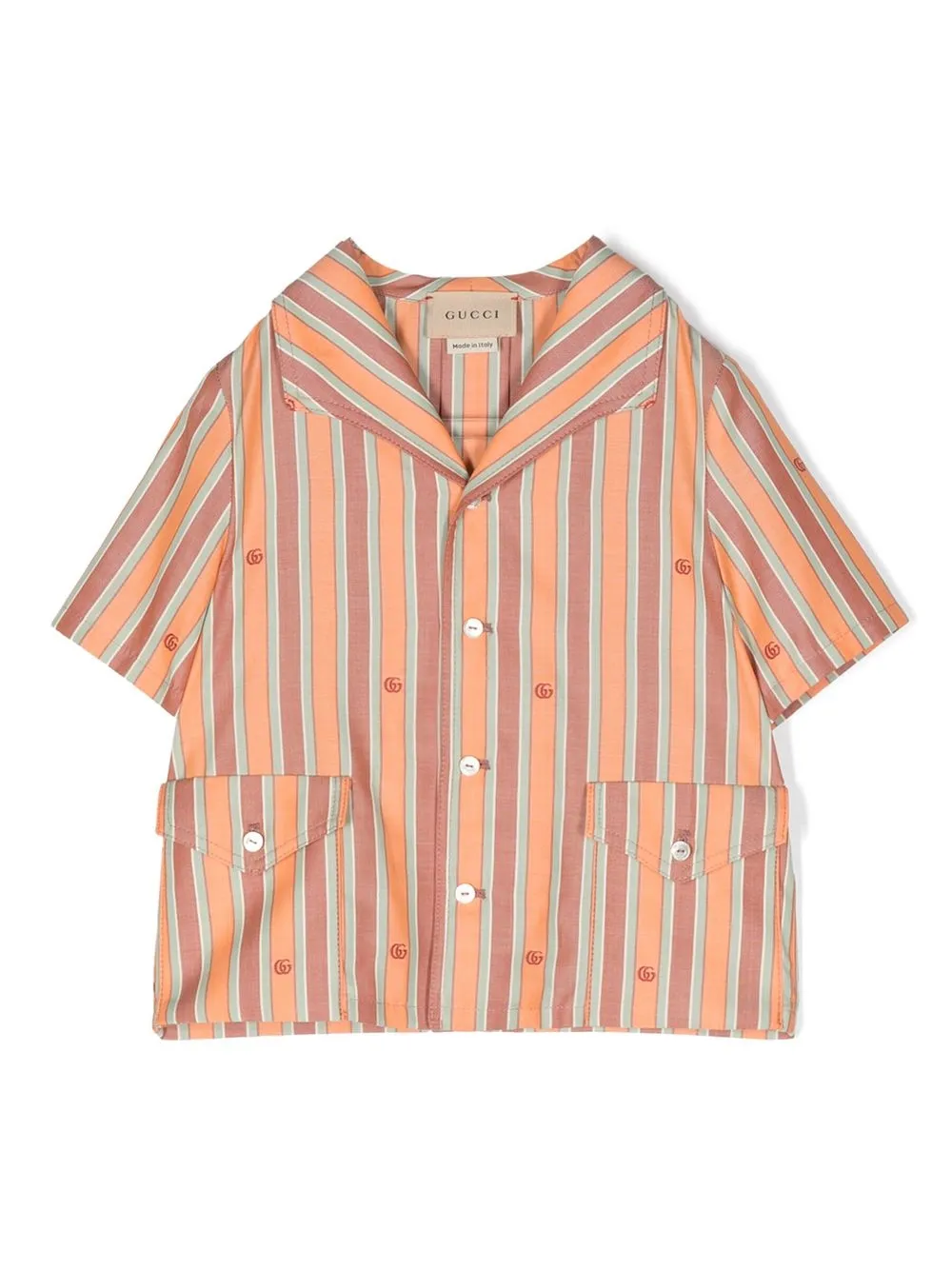 

Gucci Kids Interlocking G stripe-print shirt - Orange
