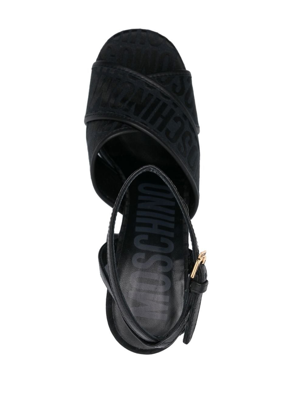Shop Moschino 140mm Logo-jacquard Sandals In Black