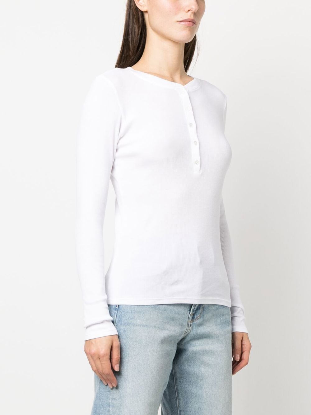 BUTTON-FRONT LONG-SLEEVED T-SHIRT