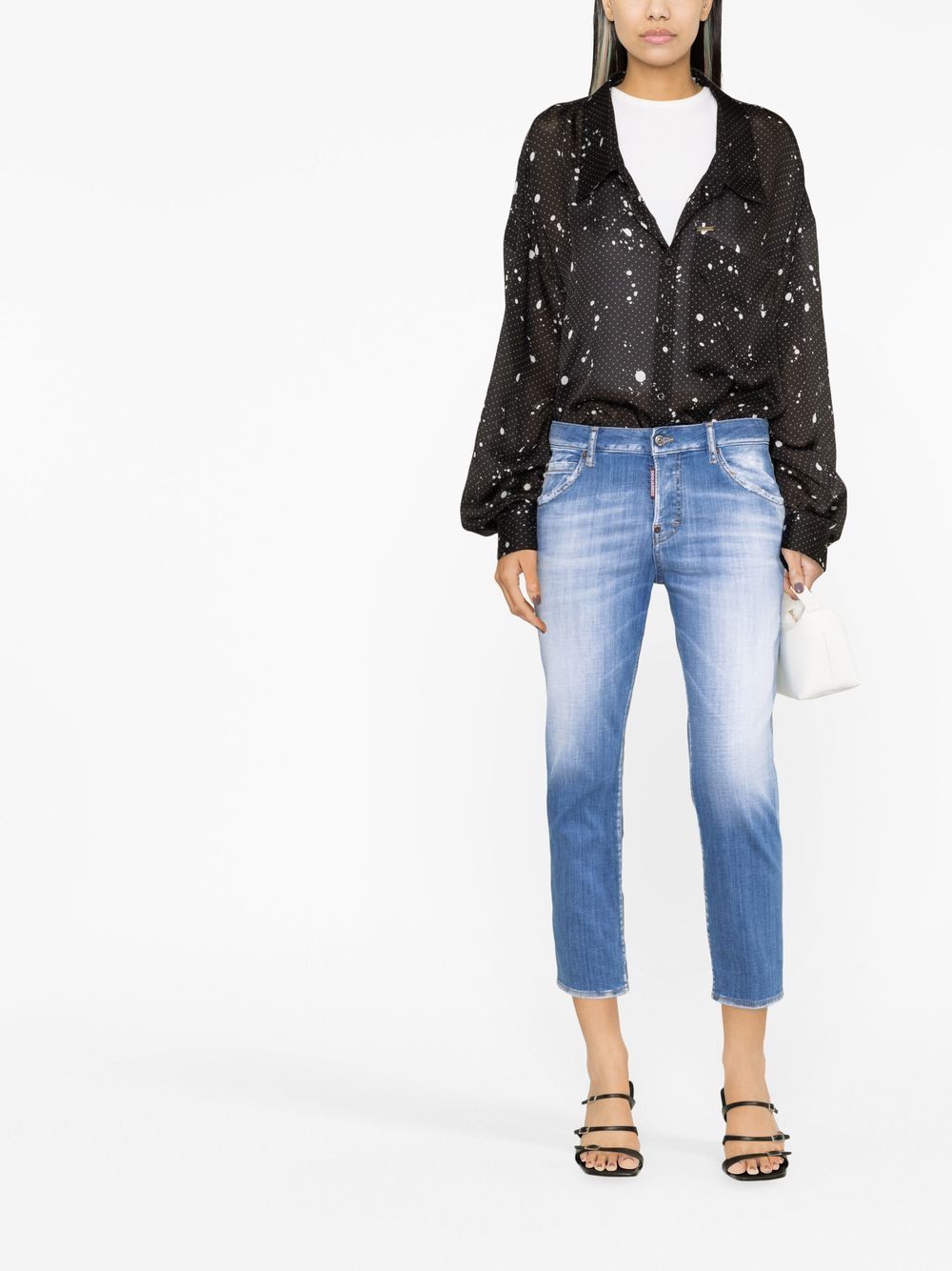 Shop Dsquared2 Jennifer Low-rise Cropped Jeans In Blau