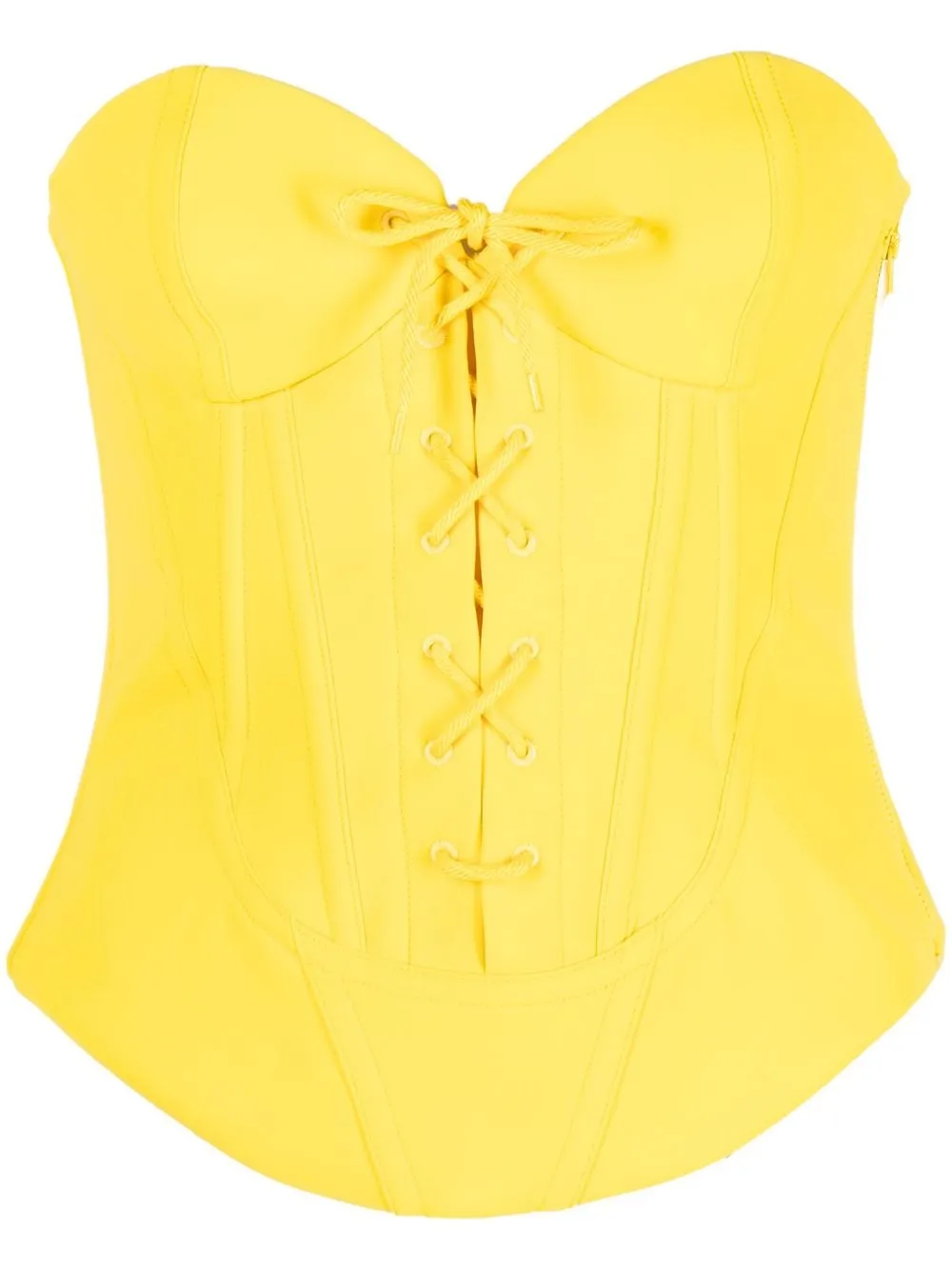 Moschino lace-up detail bustier top - Yellow