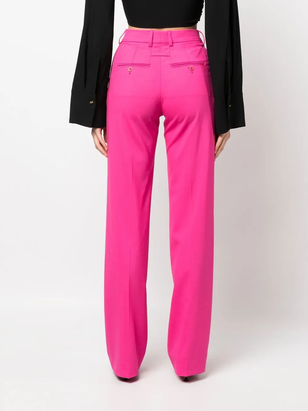 Blumarine Cropped Blouse With Twisted Front And Flared Sleeves In Black