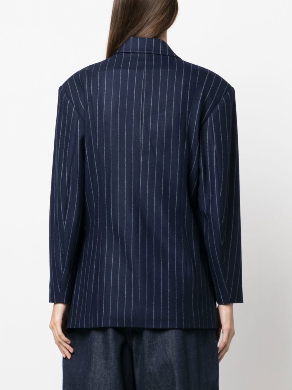 Shop Zeynep Arcay Pinstripe-pattern Double Breasted Blazer In Blue