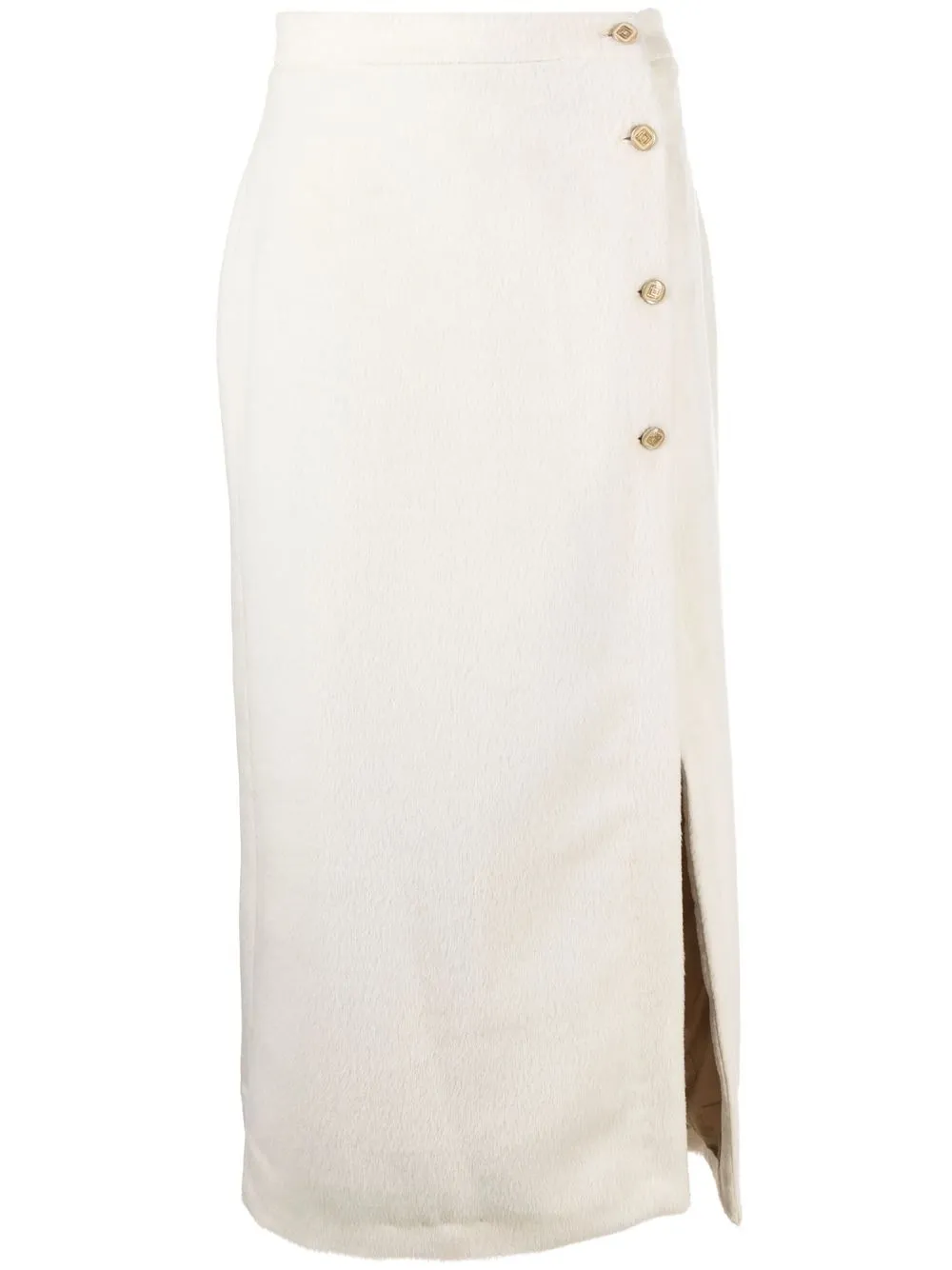 

Giuliva Heritage brushed-effect buttoned skirt - White