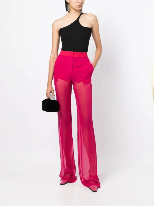 Nensi Dojaka silk-georgette Flared Trousers | Pink | FARFETCH JO