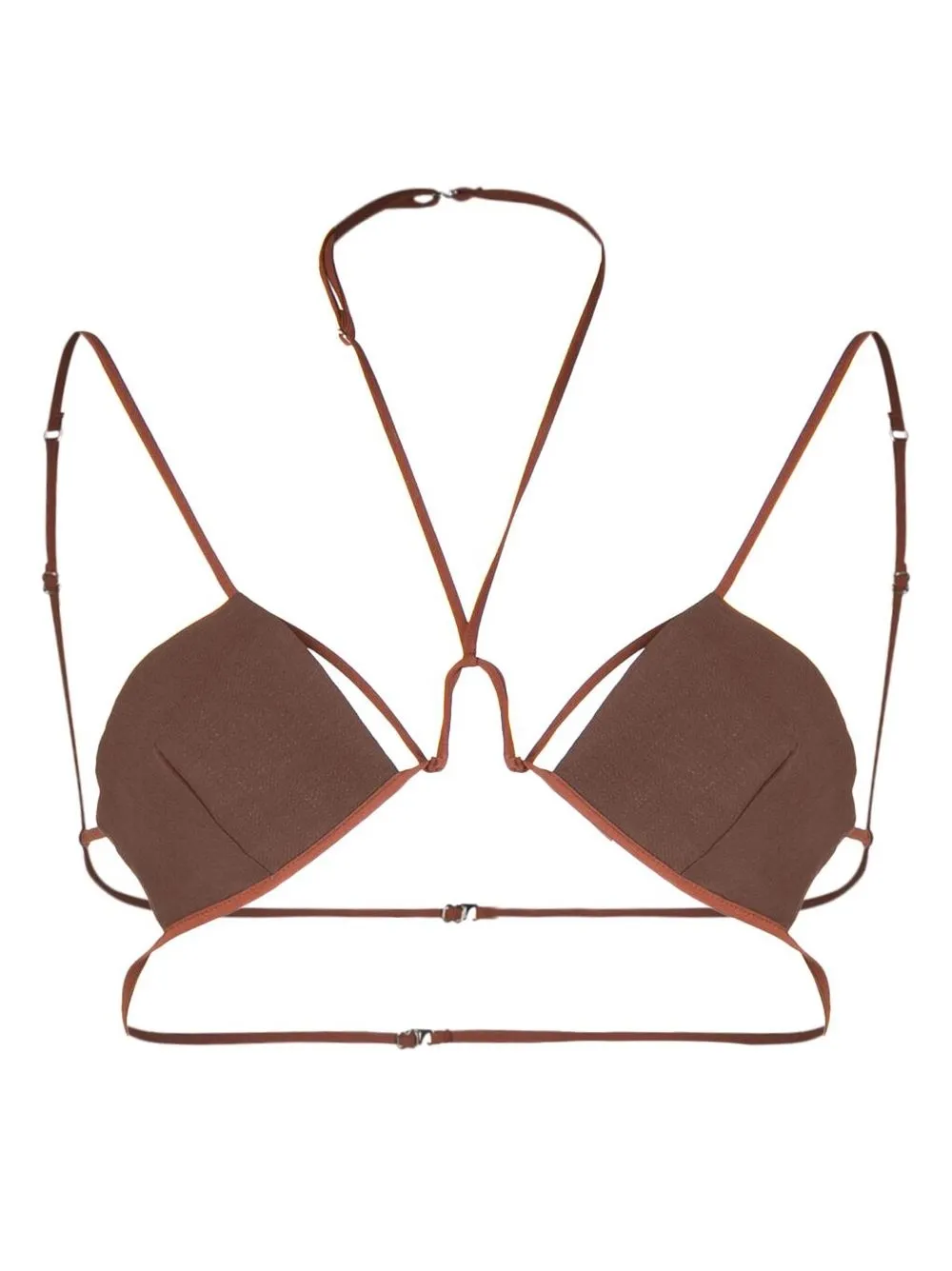 

Nensi Dojaka strap-detailing cotton bra - Brown