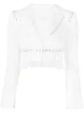 Genny crystal-embellished cropped jacket - White