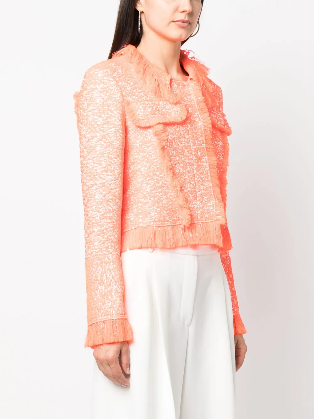 Shop Genny Fringed-edge Single-breasted Jacket In Orange