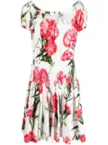 Dolce & Gabbana Carnation-print flared minidress - White