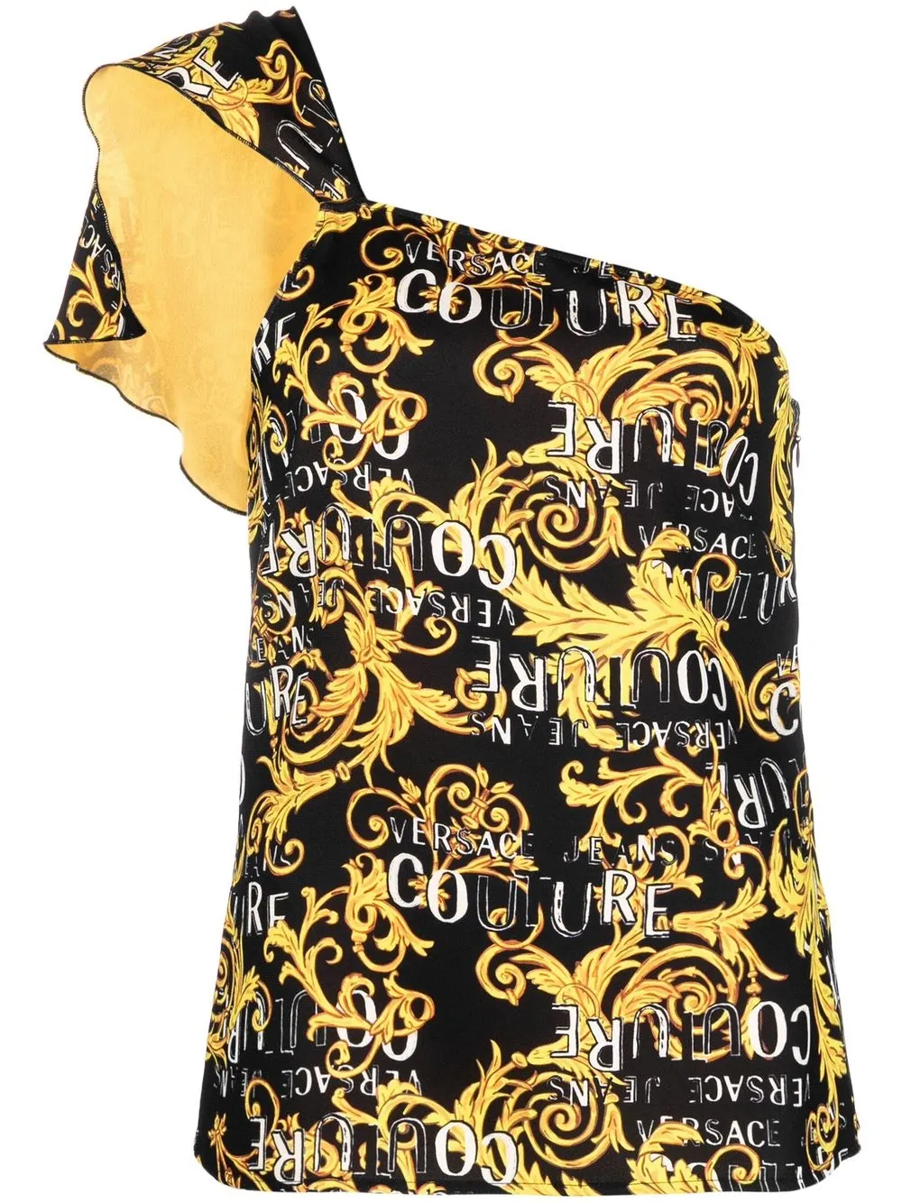

Versace Jeans Couture logo-print one-shoulder top - Black