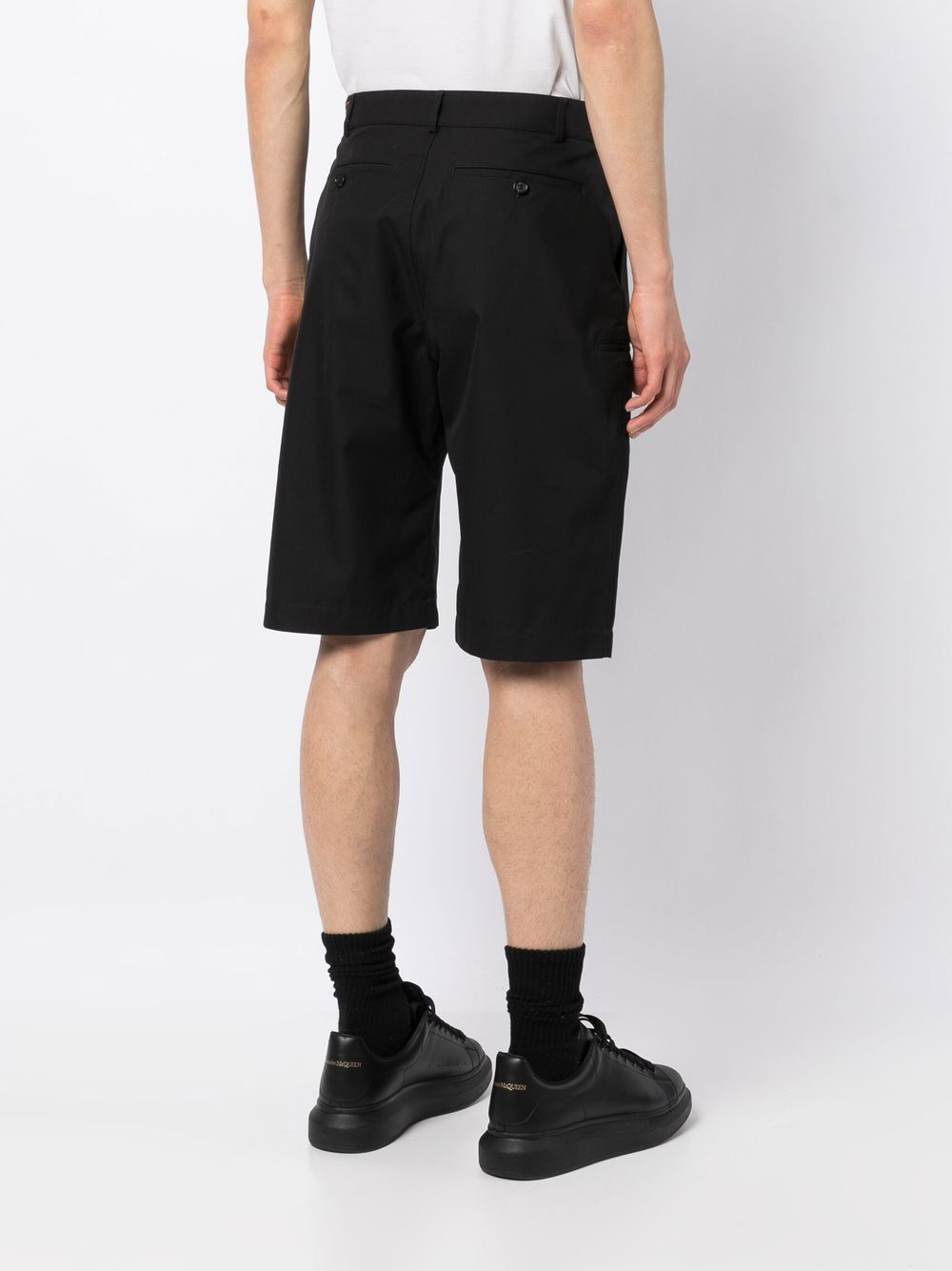 Shop Alexander Mcqueen Logo Waistband Cotton Shorts In Black