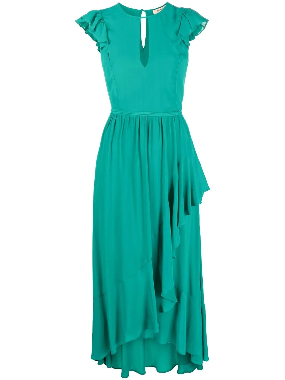 

TWINSET vestido midi asimétrico fruncido - Verde