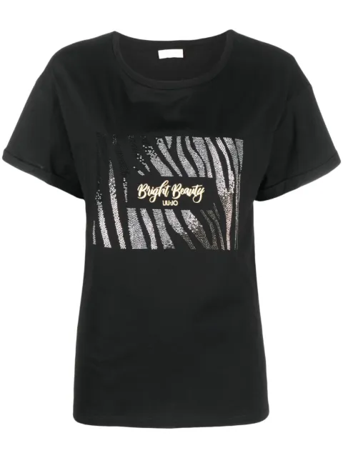 LIU JO rhinestone-embellished logo-print T-shirt