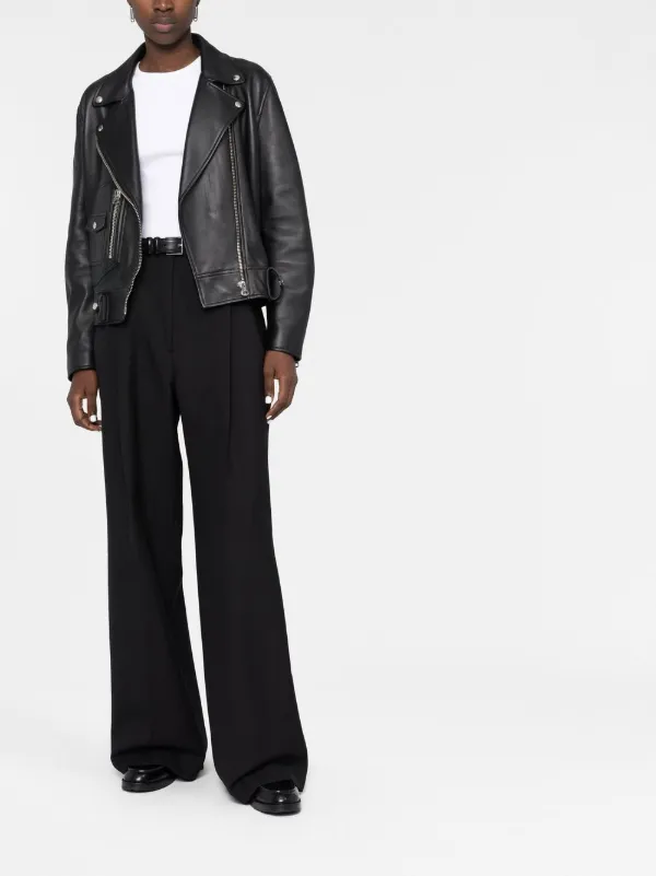 Burberry Pleated wide leg Wool Trousers Black FARFETCH AU