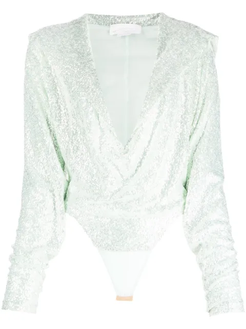 Genny sequin-embellished long-sleeve bodysuit