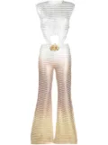 Genny ombré laminated-print jumpsuit - White