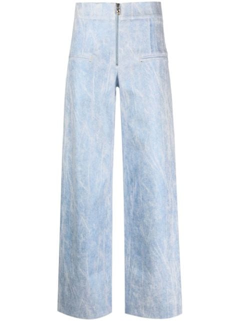 Genny exposed-zip wide-leg trousers