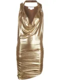 Genny metallic cowl-neck dress - Gold