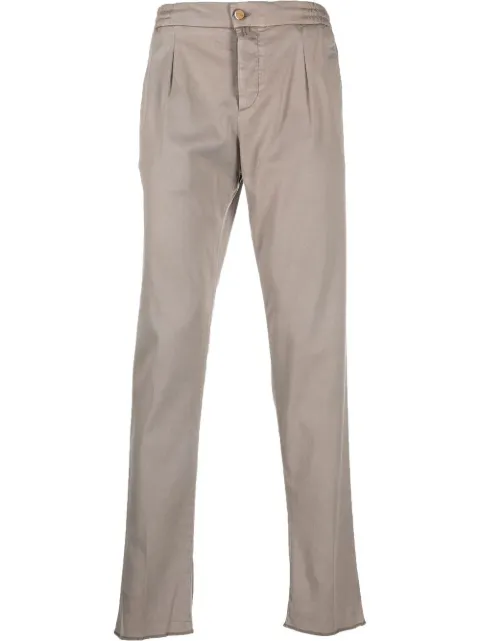 Kiton logo-patch straight-leg chinos