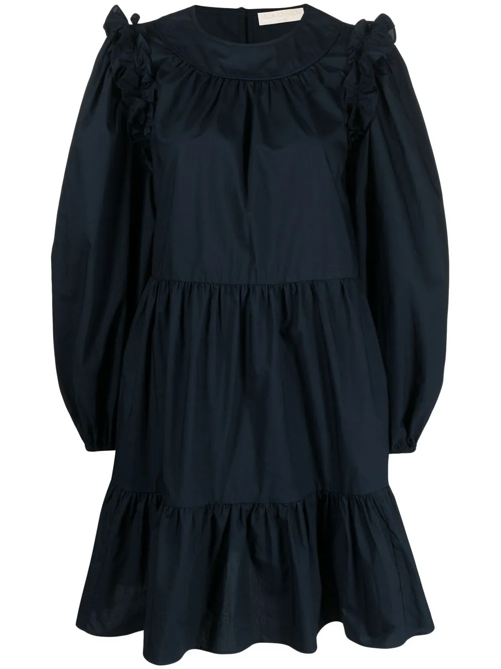 ulla johnson robe plissée à manches longues - bleu