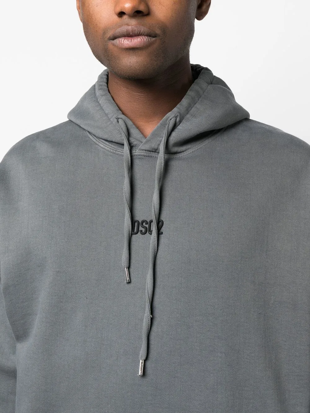 Shop Dsquared2 Embroidered-logo Long-sleeve Hoodie In Grey