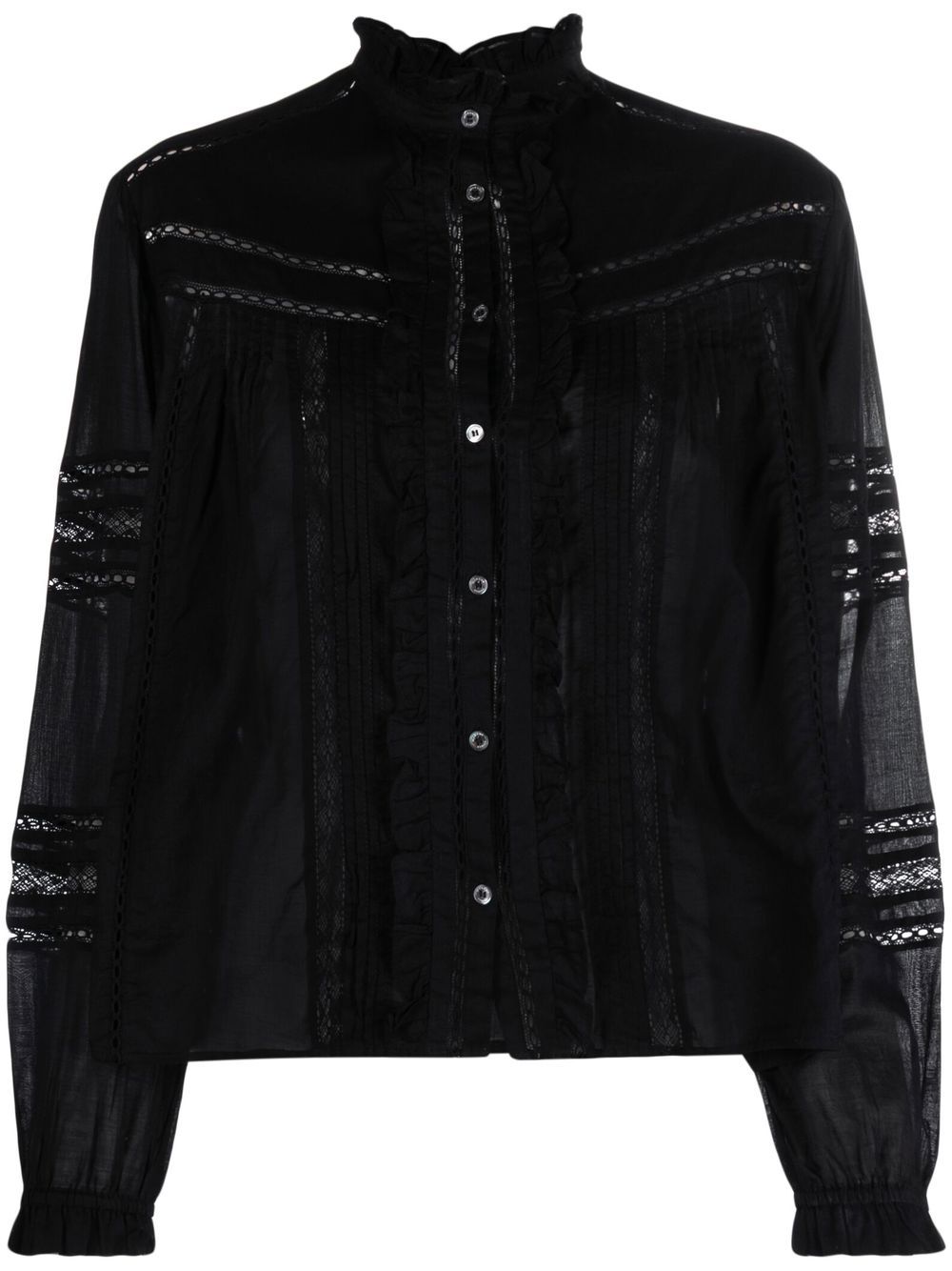 MARANT ÉTOILE lace-panelling organic cotton blouse