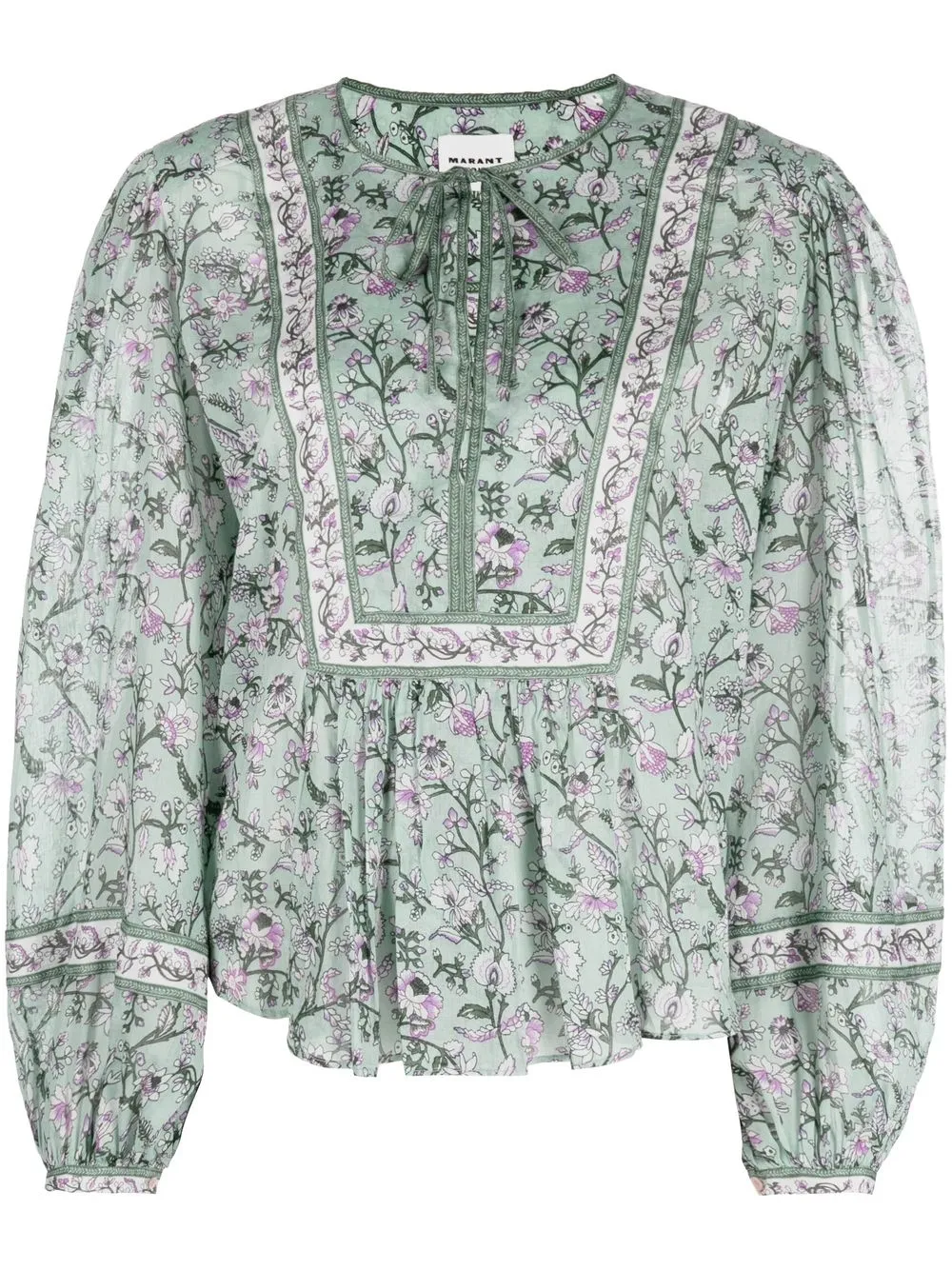 

Isabel Marant Étoile floral-print tie-neck blouse - Green