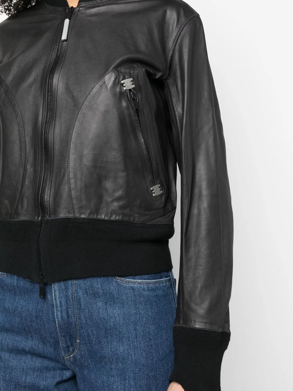 Isaac Sellam Experience Cropped Leather Bomber Jacket In Black ModeSens