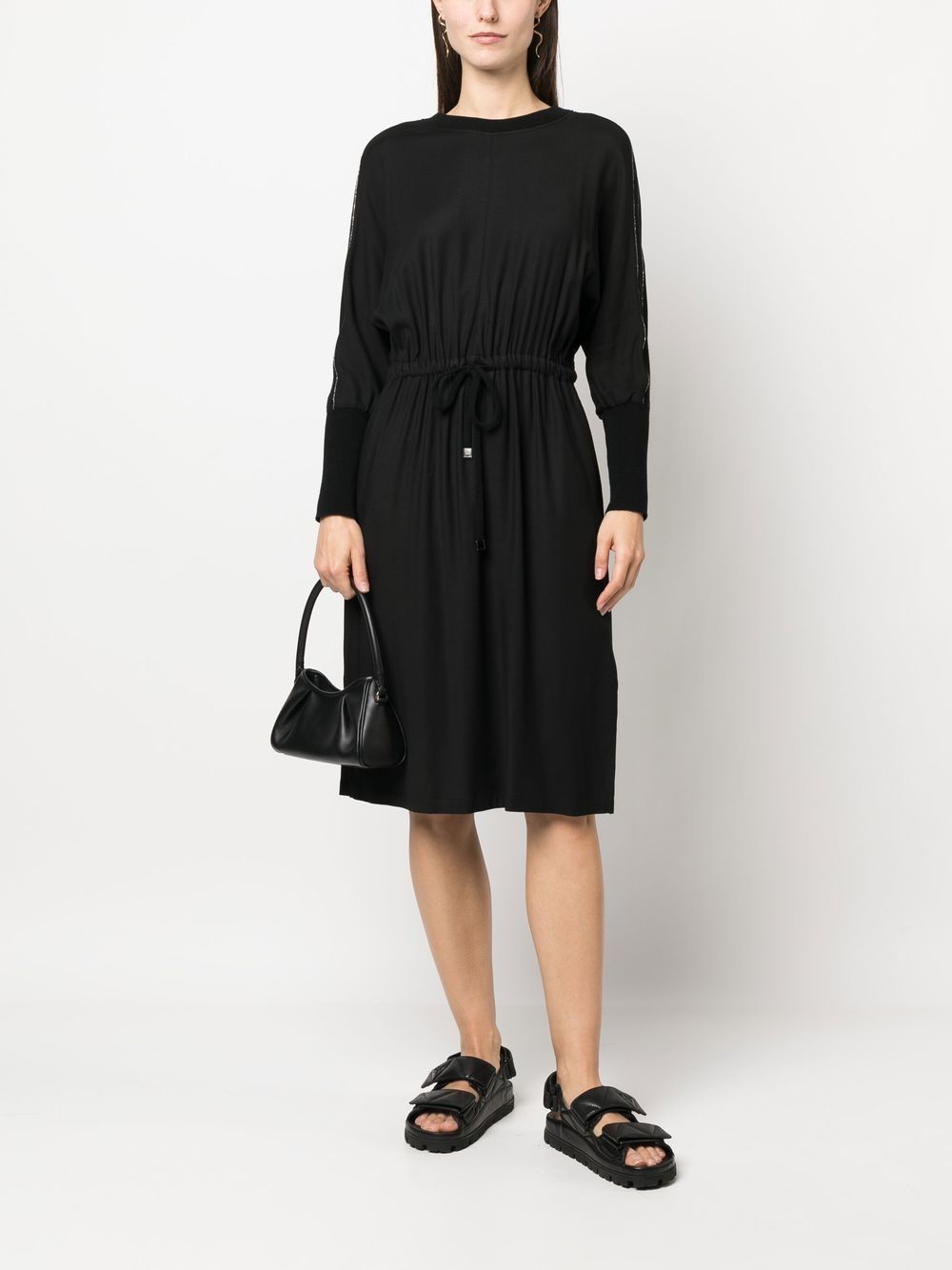Shop Peserico Drawstring Jumper Dress In Black