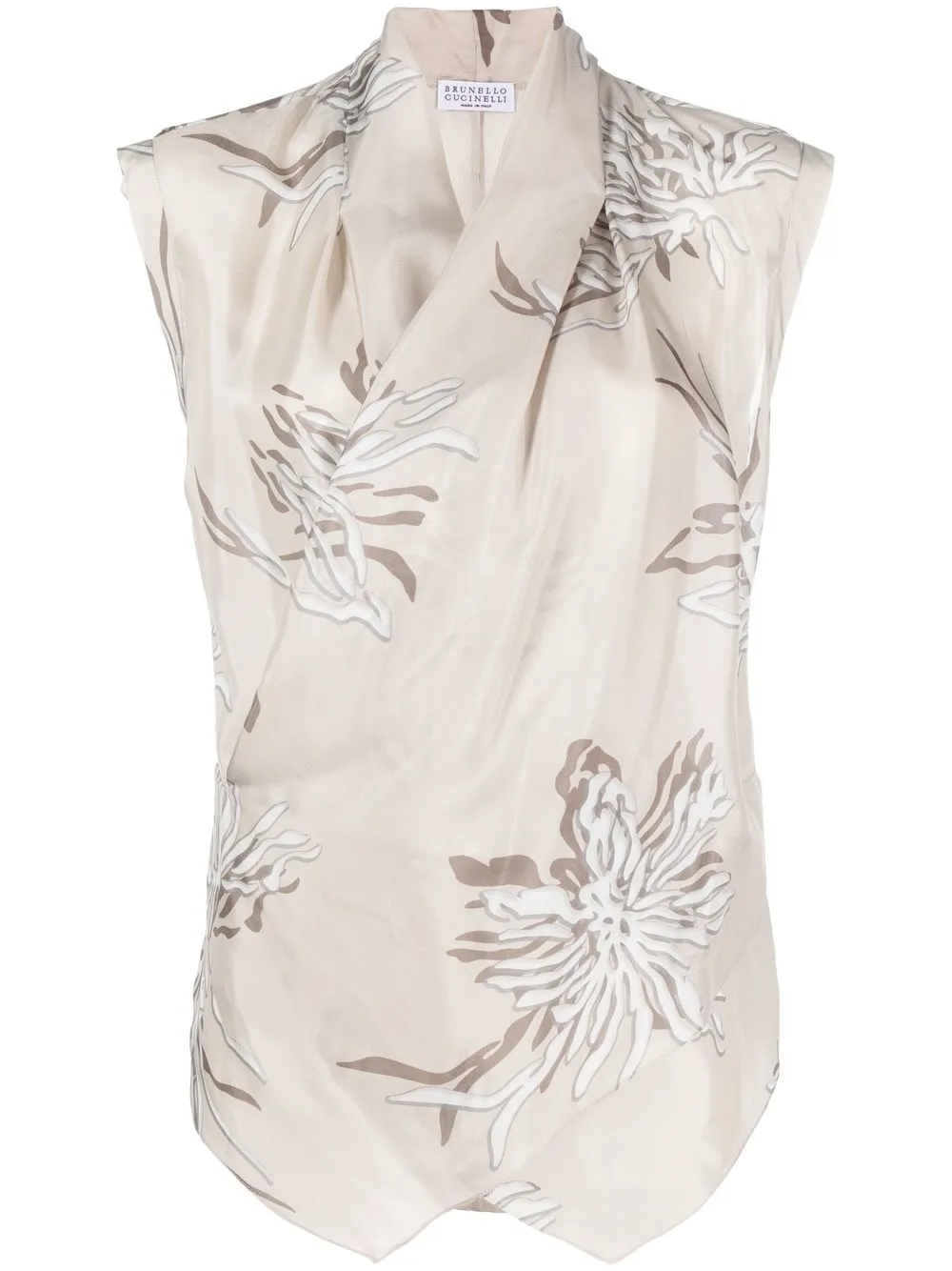 

Brunello Cucinelli abstract-print silk blouse - Neutrals