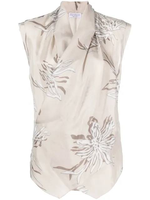 Brunello Cucinelli abstract-print silk blouse