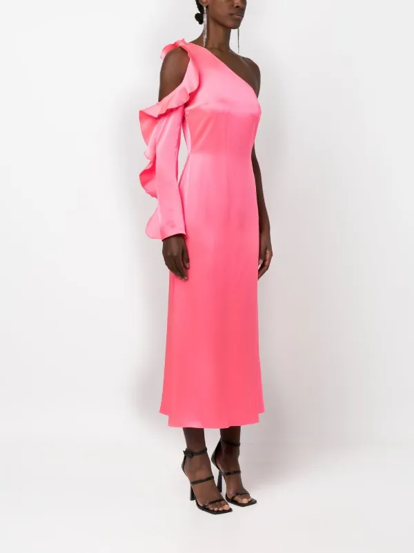 strapless open back dress Asymmetric Ruffle Polka Dot Slit Dress with Scarf main image 1