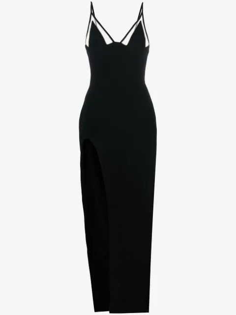 David Koma V-neck side-slit cady gown