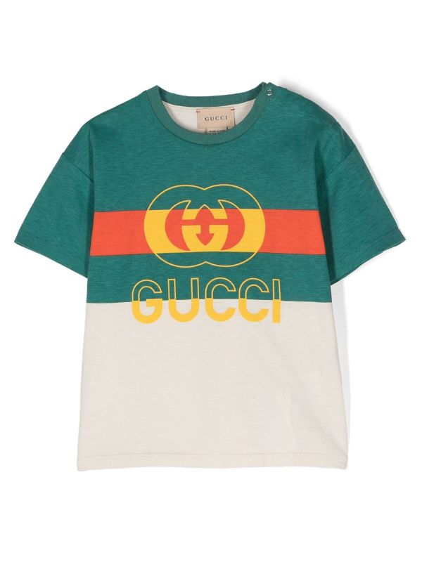 Gucci Kids logo print Cotton T Shirt Neutrals FARFETCH CA