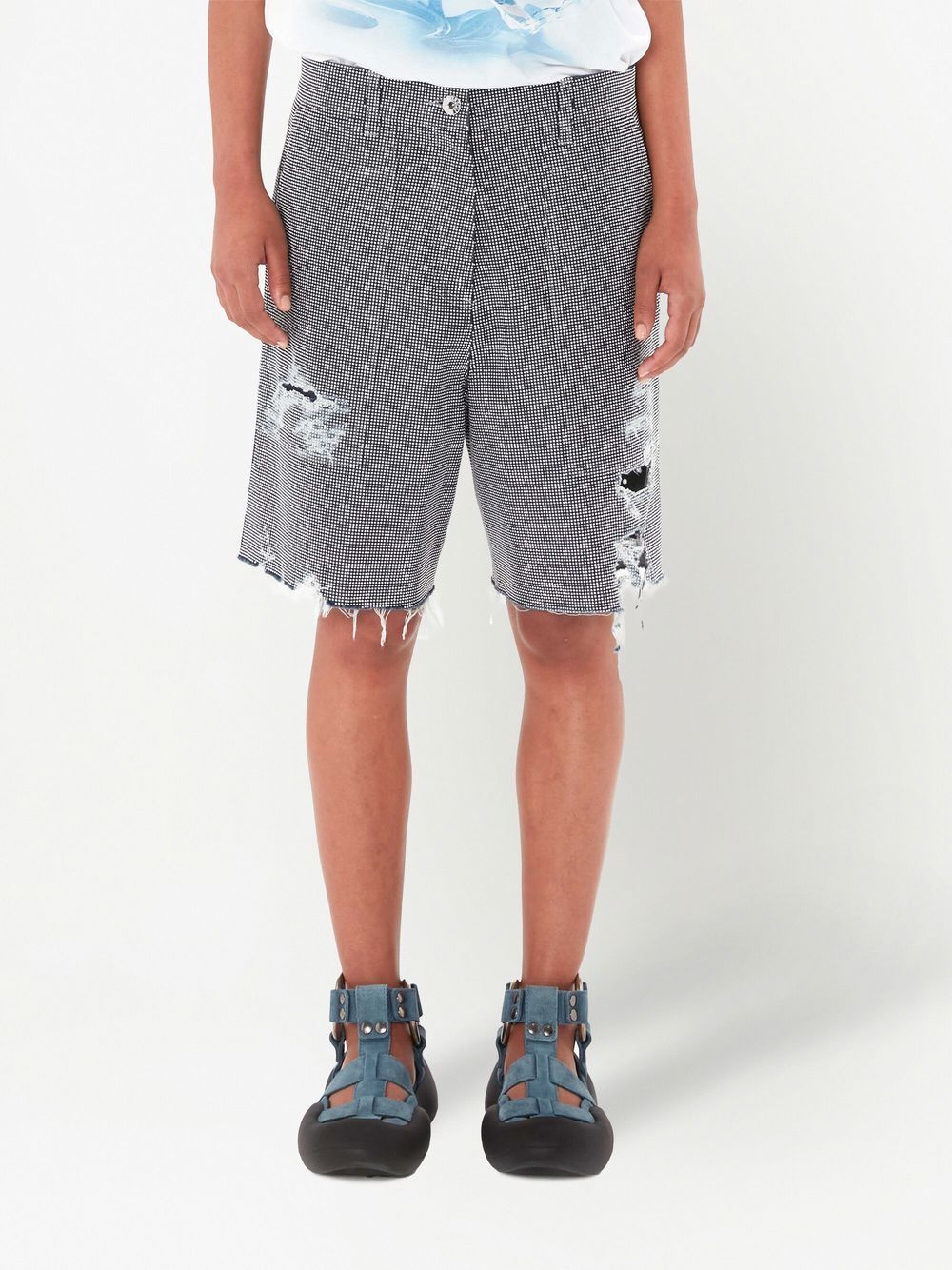 Shop Jw Anderson Studded Cotton Shorts In Grey