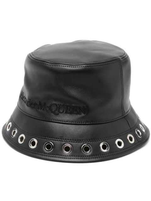 Alexander McQueen leather eyelet-detail bucket hat Women