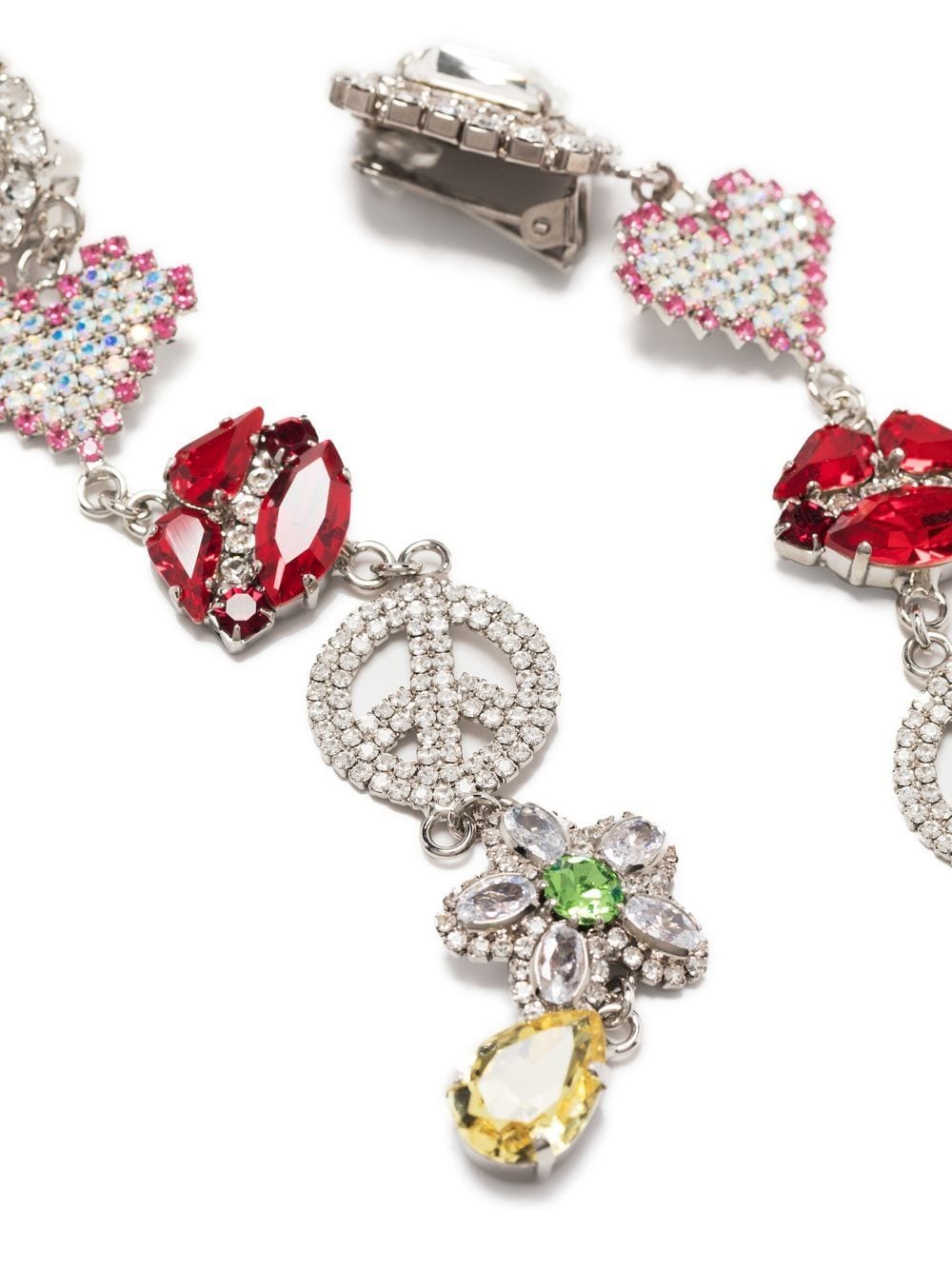 Shop Alessandra Rich Crystal-embellished Charm Drop Earrings In Silver