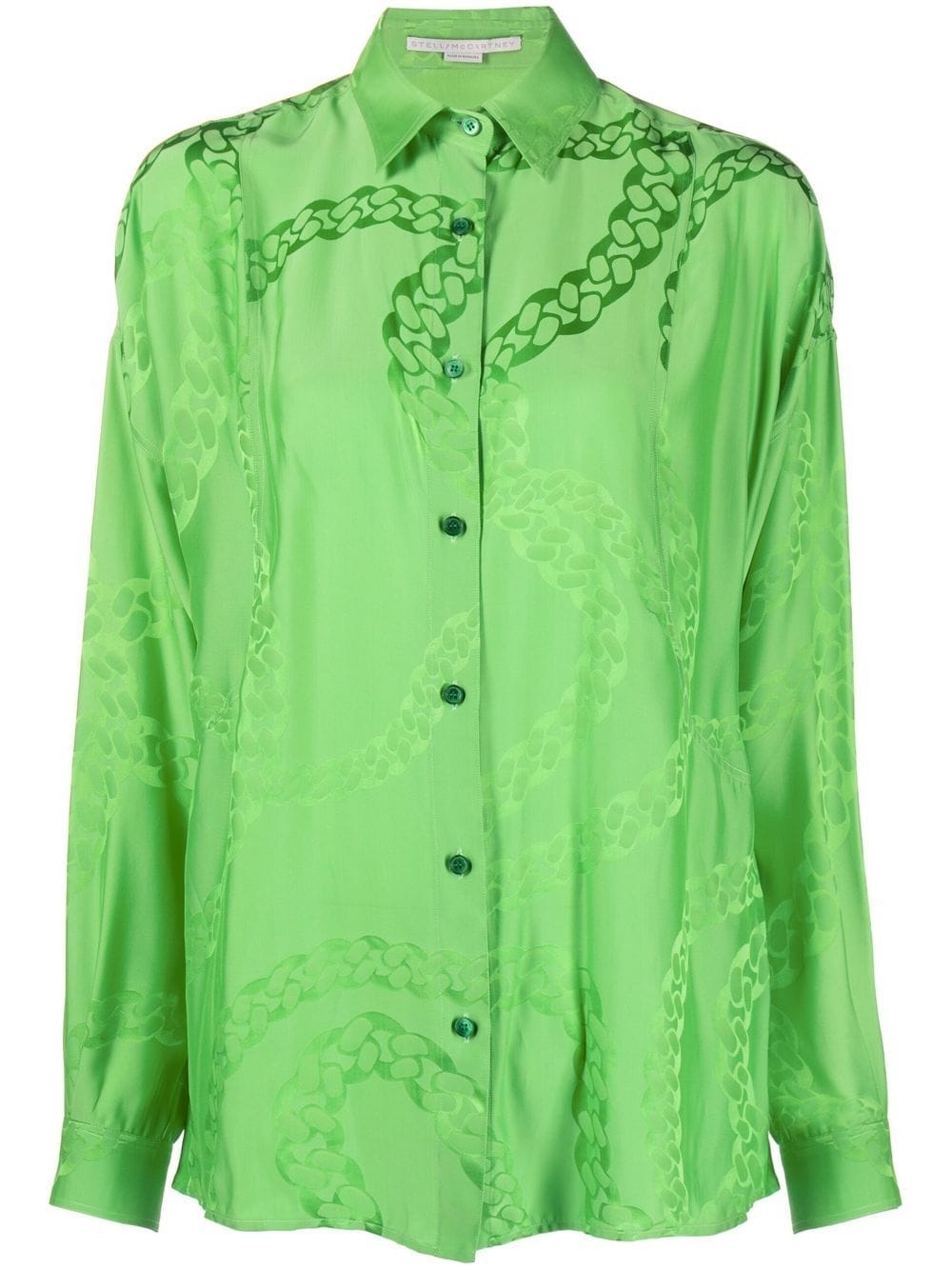 Stella Mccartney Chain-link Print Long-sleeve Shirt In Green