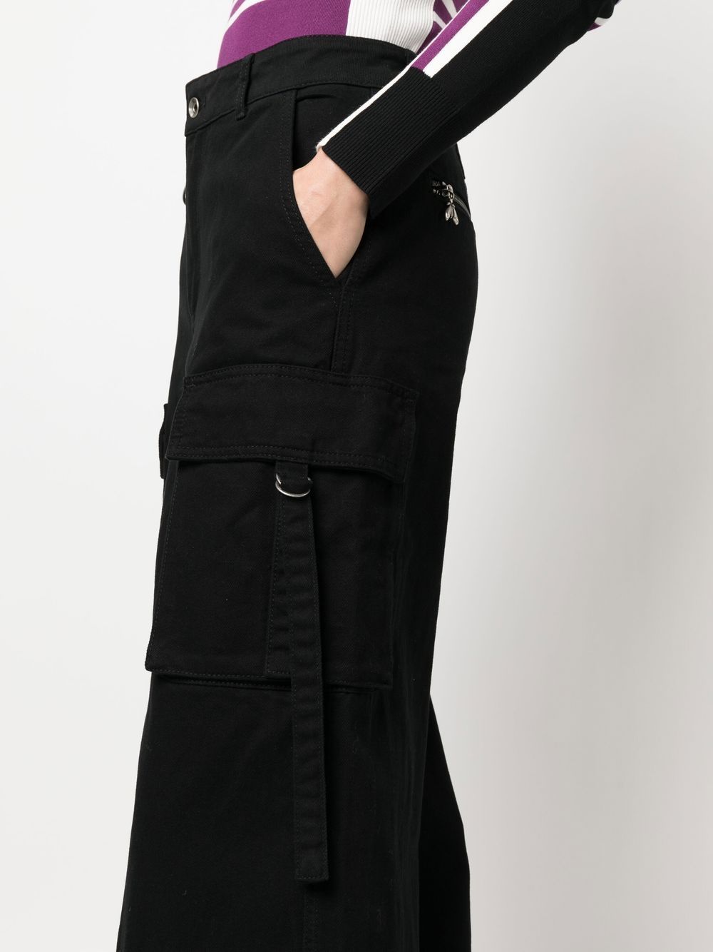 Shop Patrizia Pepe Wide-leg Cargo Trousers In Black