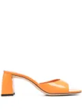 BY FAR Michele patent block-heel mules - Orange