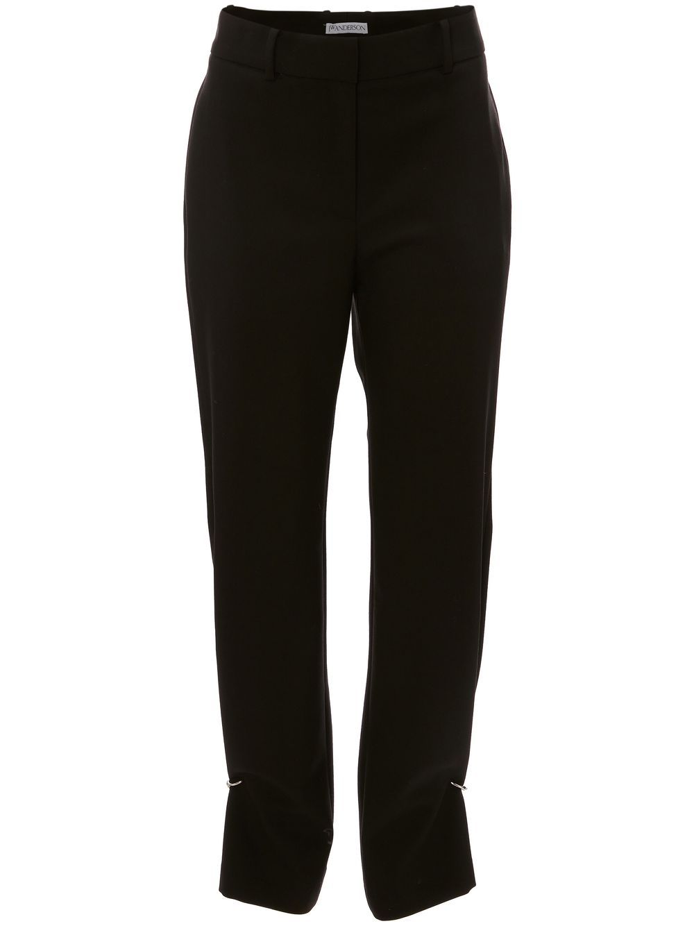 Shop Jw Anderson Ring Detail Slim-leg Trousers In Black