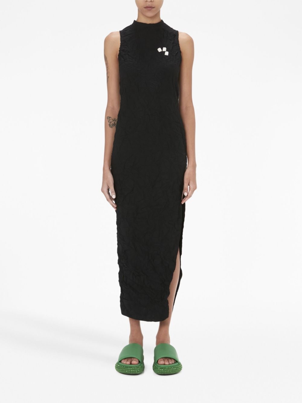 Shop Jw Anderson Keyboard Crinkled-finish Dress In Black