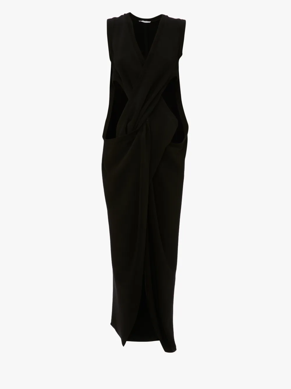 Jw Anderson Long Twist Front Dress In Black