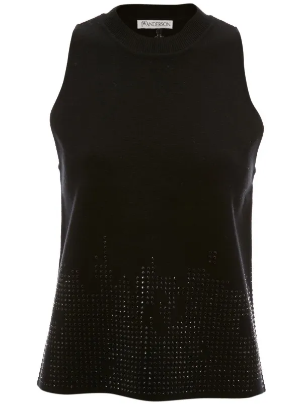 JW Anderson Studded Knitted Tank Top in Black
